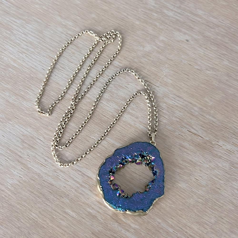 Iridescent druzy necklace
